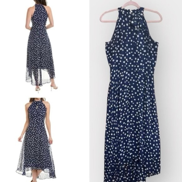 Tahari ASL Dresses & Skirts - Tahari ASL Blue Polka Dot Maxi Dress Size 12